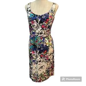 Nicole Miller Floral Print Sleeveless A-Line Midi Dress Size 12